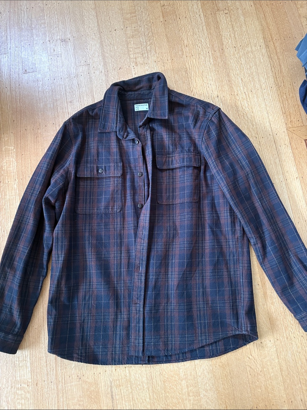 Men's Plaid Button-Up Shirt Jacket in Navy & Brown